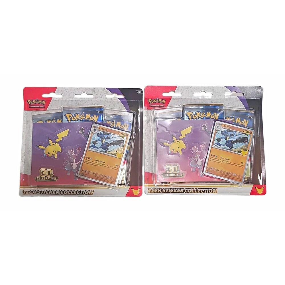 2x Pokemon TCG 30th Celebration Tech Sticker Collection Lucario Blister Set